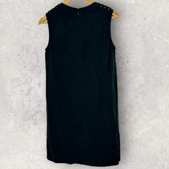 Allsaints Kaili Black Laced Dress Size 2 Shift Minimalist Split 100% Modal Mini - Picture 13 of 14